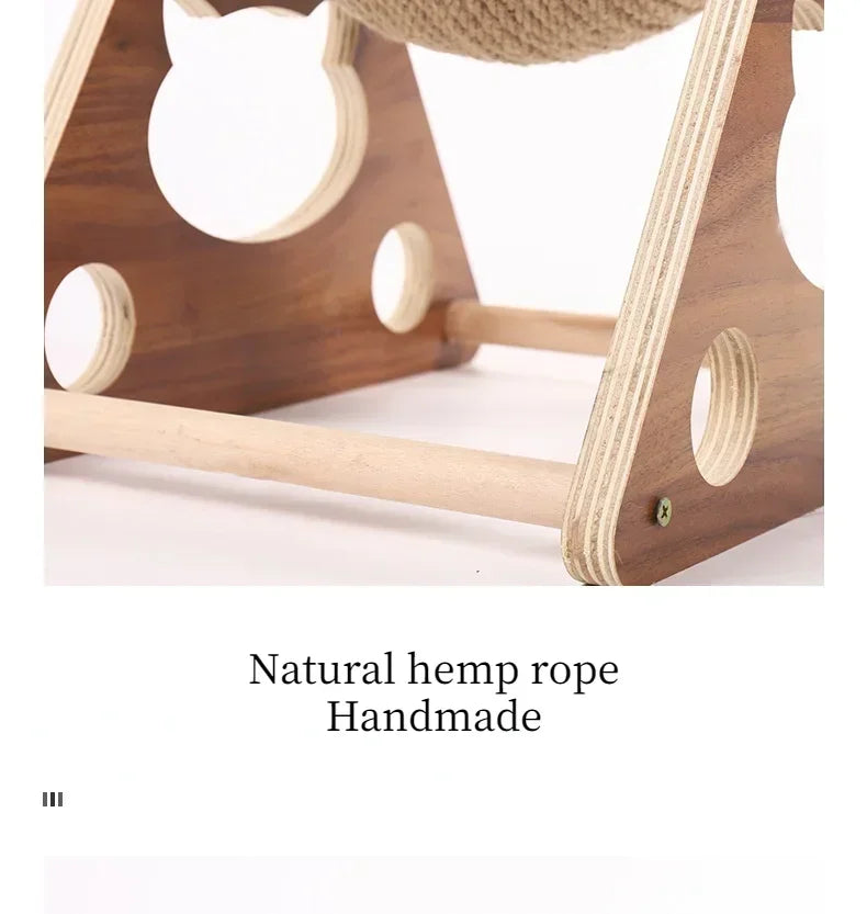 Cat Scratching Ball Wood Stand Pet Furniture Sisal Rope Ball Toys Kitten Climbing Scratcher Grinding Paws Scraper Accessories