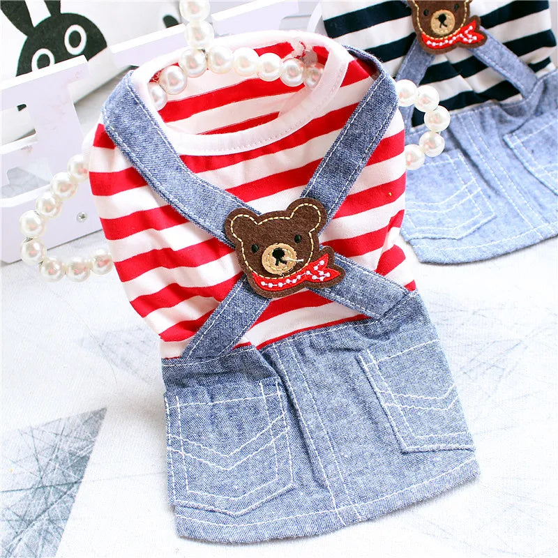 Cute Pets Clothes For Yorkshire Terrier Dogs Little Puppies Small Animals Breeds Striped Summer Wedding Princess Cats Dresses