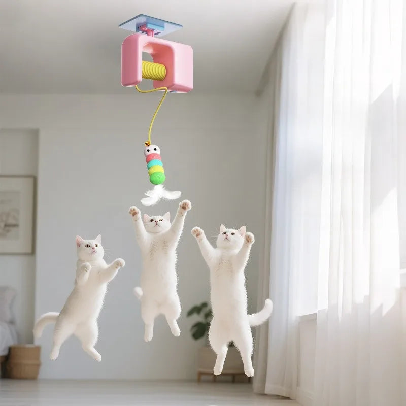 Funny Interactive with Cat Toys Pet Self-entertainment Electric Smart Cat Teaser Hanging Door Yo-Yo Balls Toy  Cats Supplies