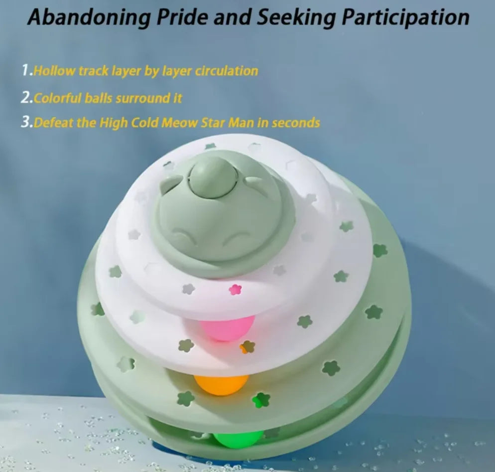 4 Level Interactive Cat Toy Ball Tower with Turntable Roller Track Intelligence Training Puzzle Game for Indoor Kitties Toys