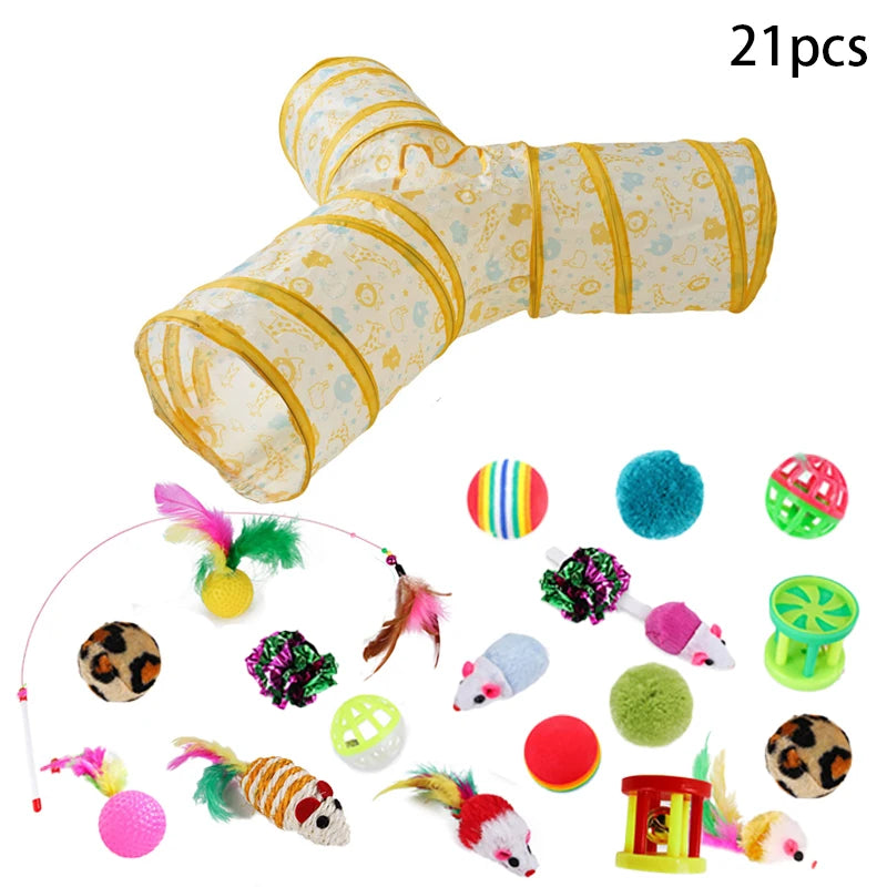 Cat Kitten Toys Variety Pack Pet Cat Toys Combination Set Cat Toy Funny Cat Stick Sisal Mouse Bell Ball Cat Supplies