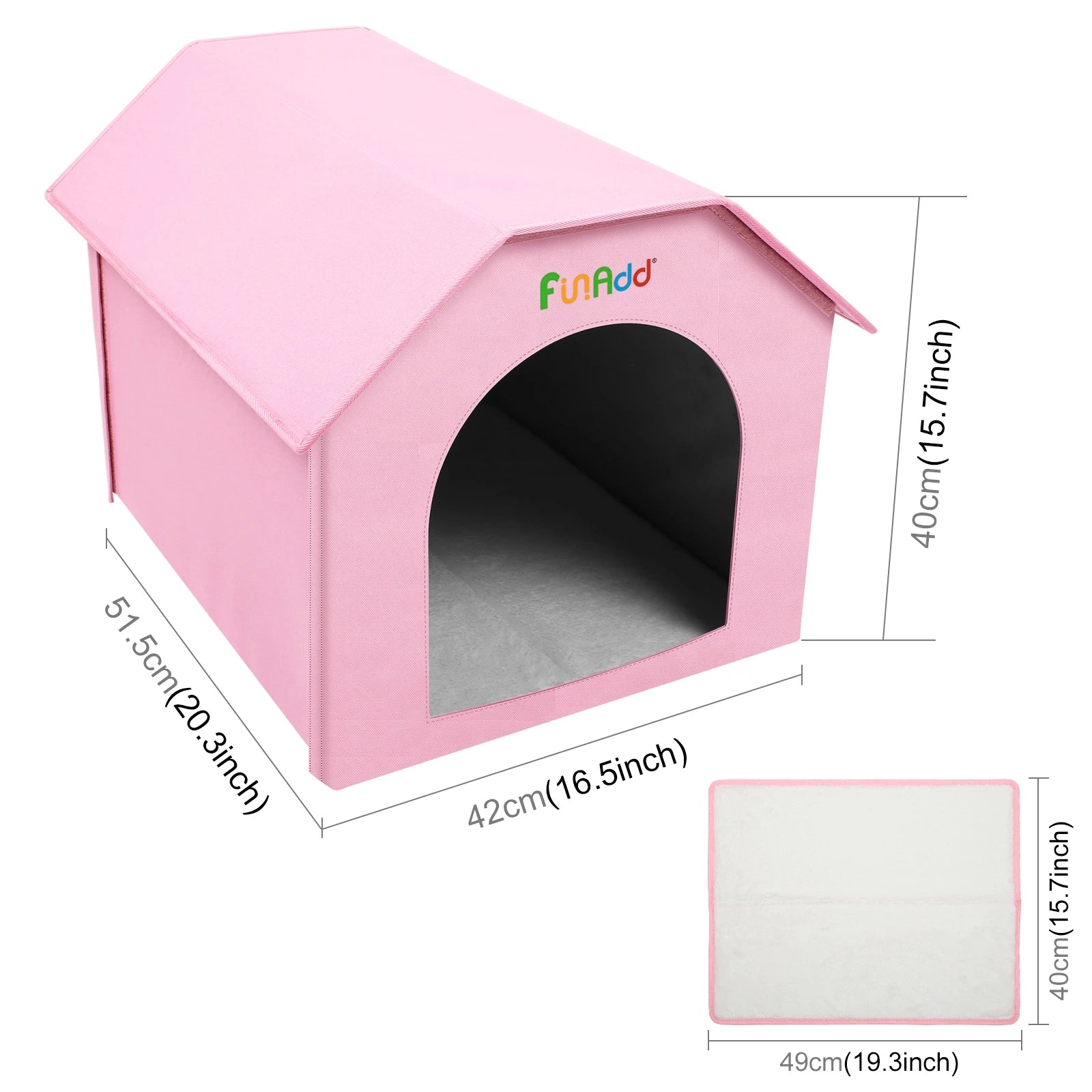FUNADD Extra Large Folding Weatherproof Pet Houses with Removable Mat Pets Indoor And Outdoor Sleeping