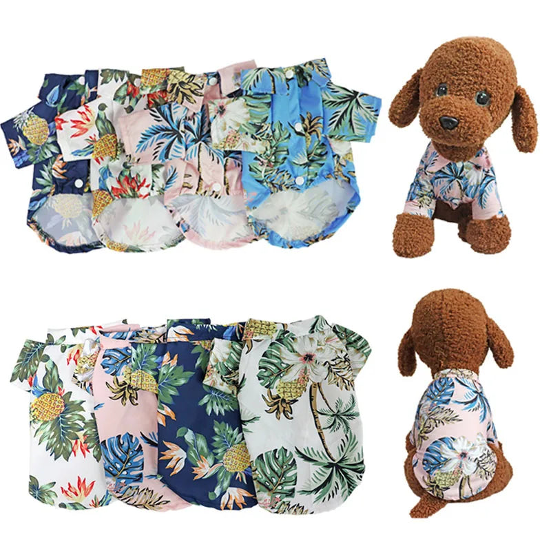 Hawaiian Style Puppy Clothes for Small Medium Dogs T-shirt Pet Clothing French Bulldog Vest Pets Outfits Chihuahua Costumes