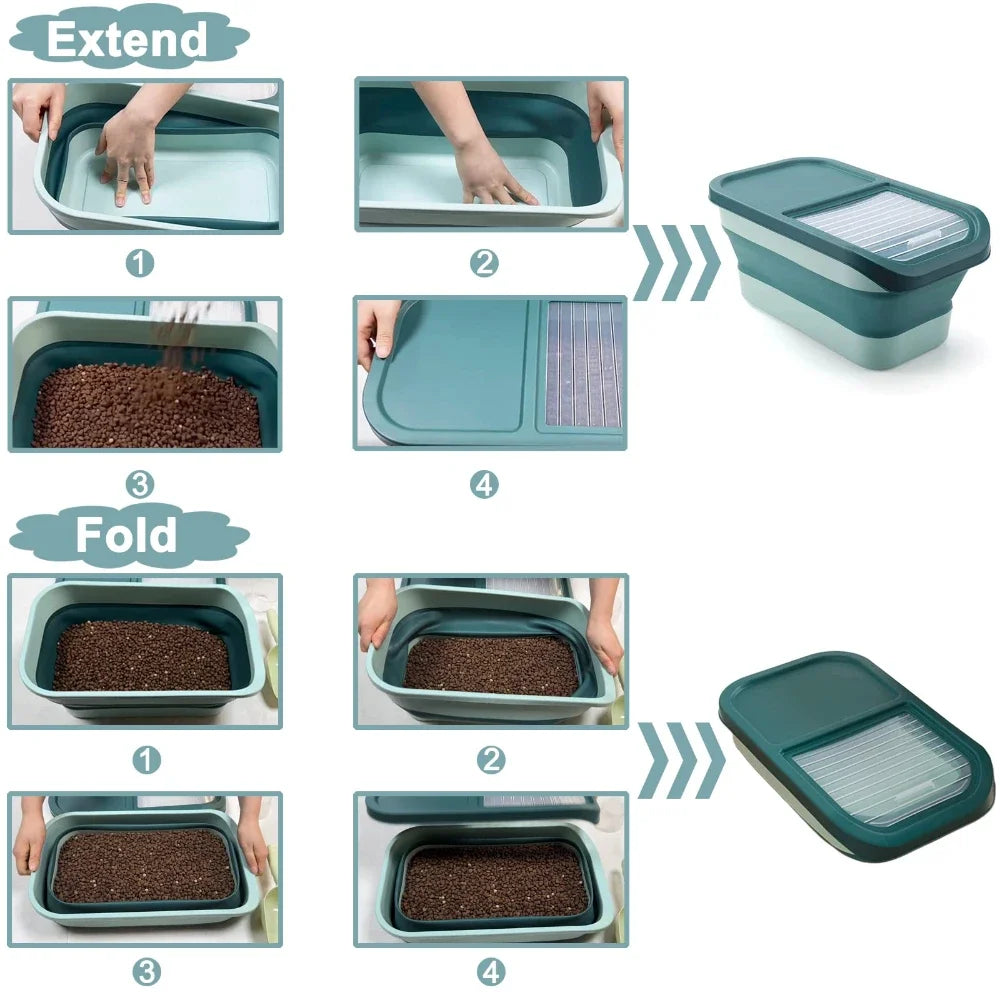 Collapsible Cat Dog Food Storage Container with Lid Folding Pet Food Container Airtight Sealing Box Kitchen Grain Storage Boxes