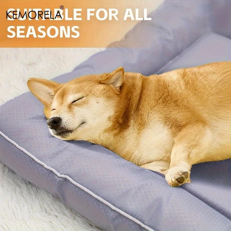 Extra Large Square Pet Bed Non-Slip Polyester Mat Cooling Design for Dogs & Cats Universal All-Season Use Multiple Color Options