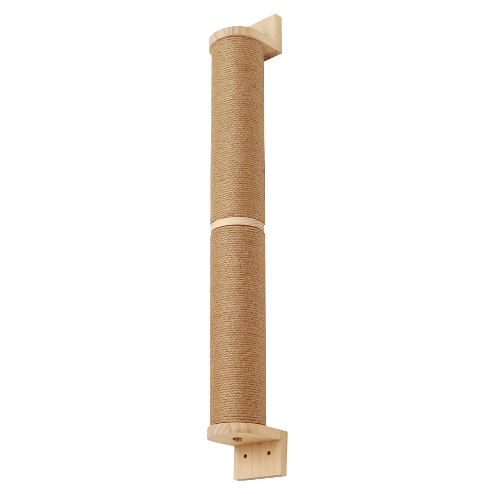 Cat Scratching Post Wall Furniture Wood Wall Mounted Kitten Scratcher Tree Tower Toys Thicker Column for Indoor Cats Accessories
