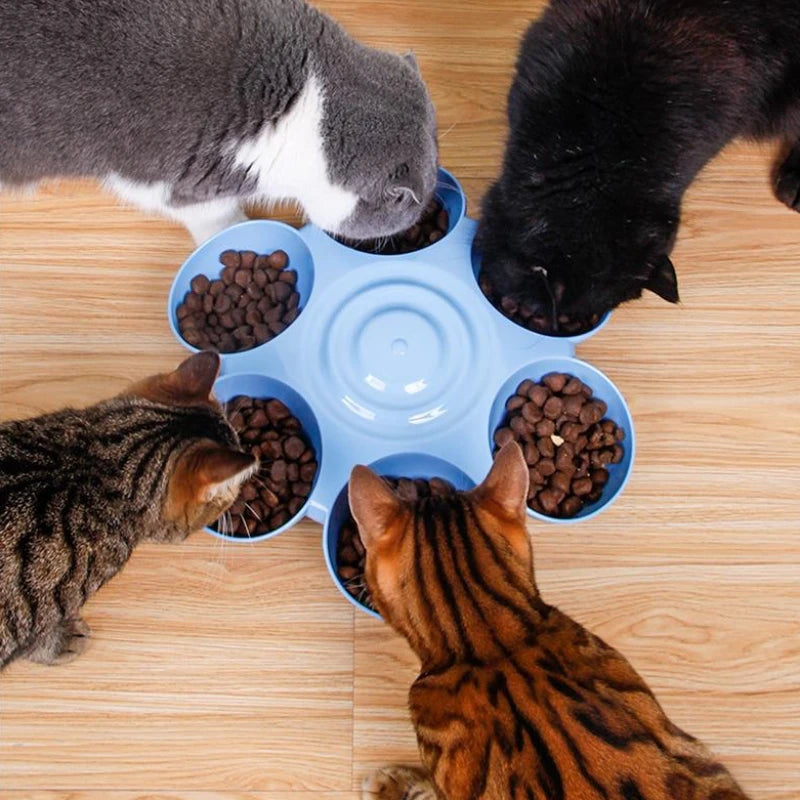 6-in-1 Pet Pet Pet Petal Shaped Cat Bowl, Multi Pet Edible, Multi Functional, Tilted Slow Feed Bowl for Food and Water