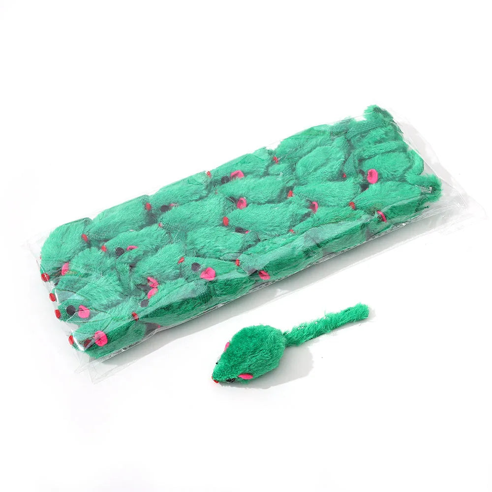 24pcs/pack Pet Cat Mouse Toys Simulation Plush Mouse Toys for Cat Interactive Game Playing Kitten Pet Supplies Random Color