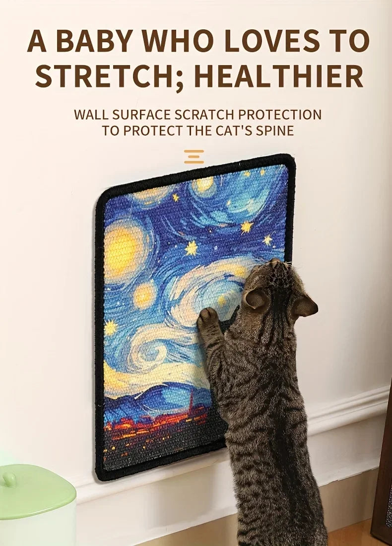 Durable Wall-Mounted Cat Scratching Post & Mat - Stitched Edges,Soft Fabric for Indoor Clawing Play,Space-Saving Design for Cats