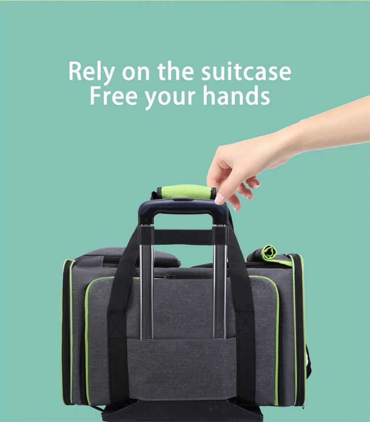 Cat Bag Foldable Large Capacity Cat Outdoor Car Expansion Portable Pet Handbag Breathable Diagonal Cross Bag for Cats and Dogs