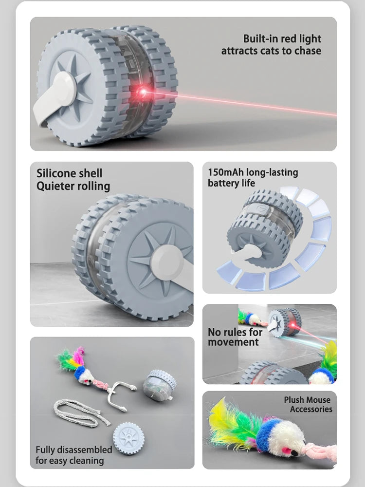 Cat Interactive Ball Toy, Automatic Rolling Ball with Tail, Rechargeable Smart Pet Interactive Toy, Intelligent Mouse for Cat