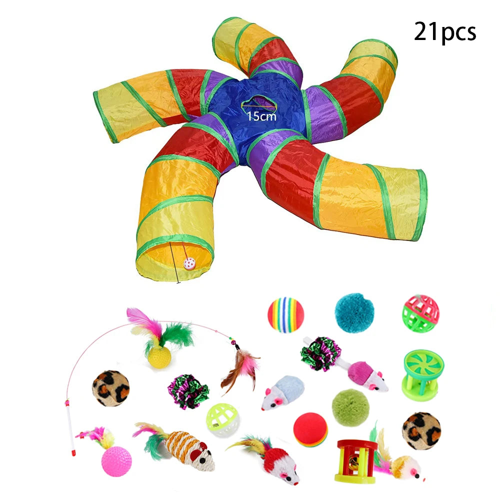Cat Kitten Toys Variety Pack Pet Cat Toys Combination Set Cat Toy Funny Cat Stick Sisal Mouse Bell Ball Cat Supplies