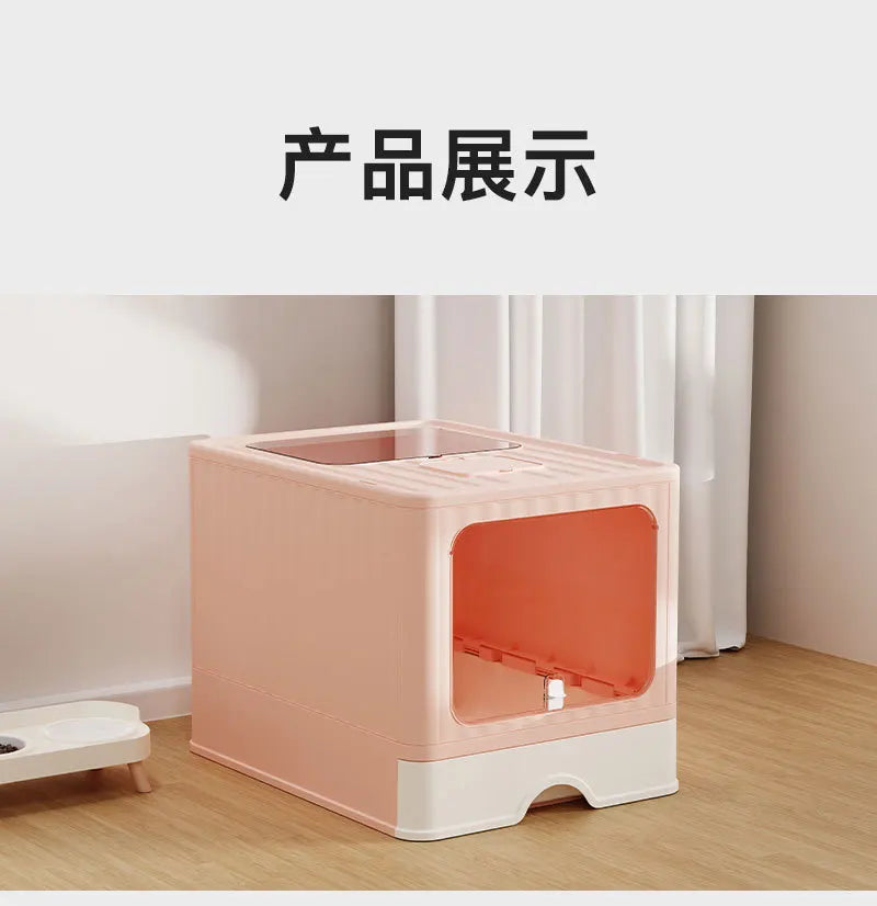 Extra Large Enclosed Cat Litter Box High Sided Anti Splash Tray with Odor Control Sealed Kitty Toilet with Deodorizer Cats