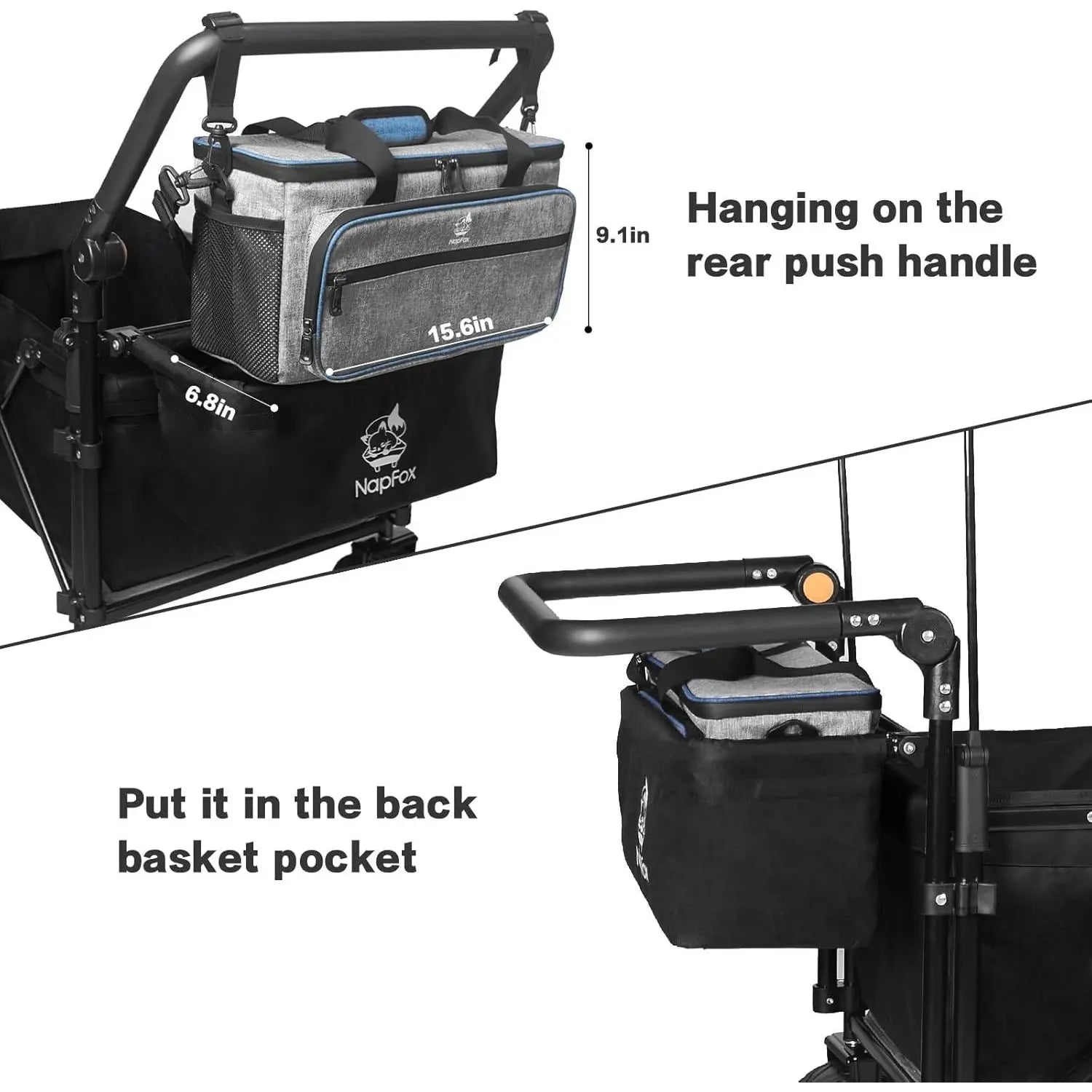 Heavy Duty Collapsible Wagon Cart Removable Canopy 4\" Wide Large All Terrain Wheels Adjustable Brake Handles for Camping