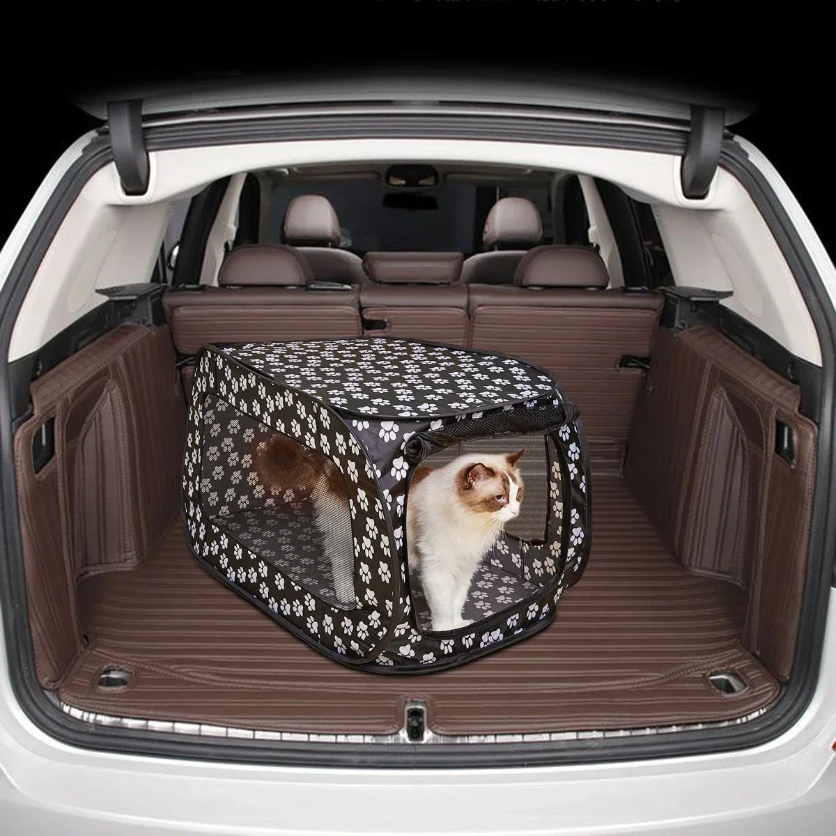 Indoor & Outdoor Foldable Portable Pop-Up Pet Carrier Tent with Mesh Window Zippered Door for Pet Small Dog & Cat Travel Carrier