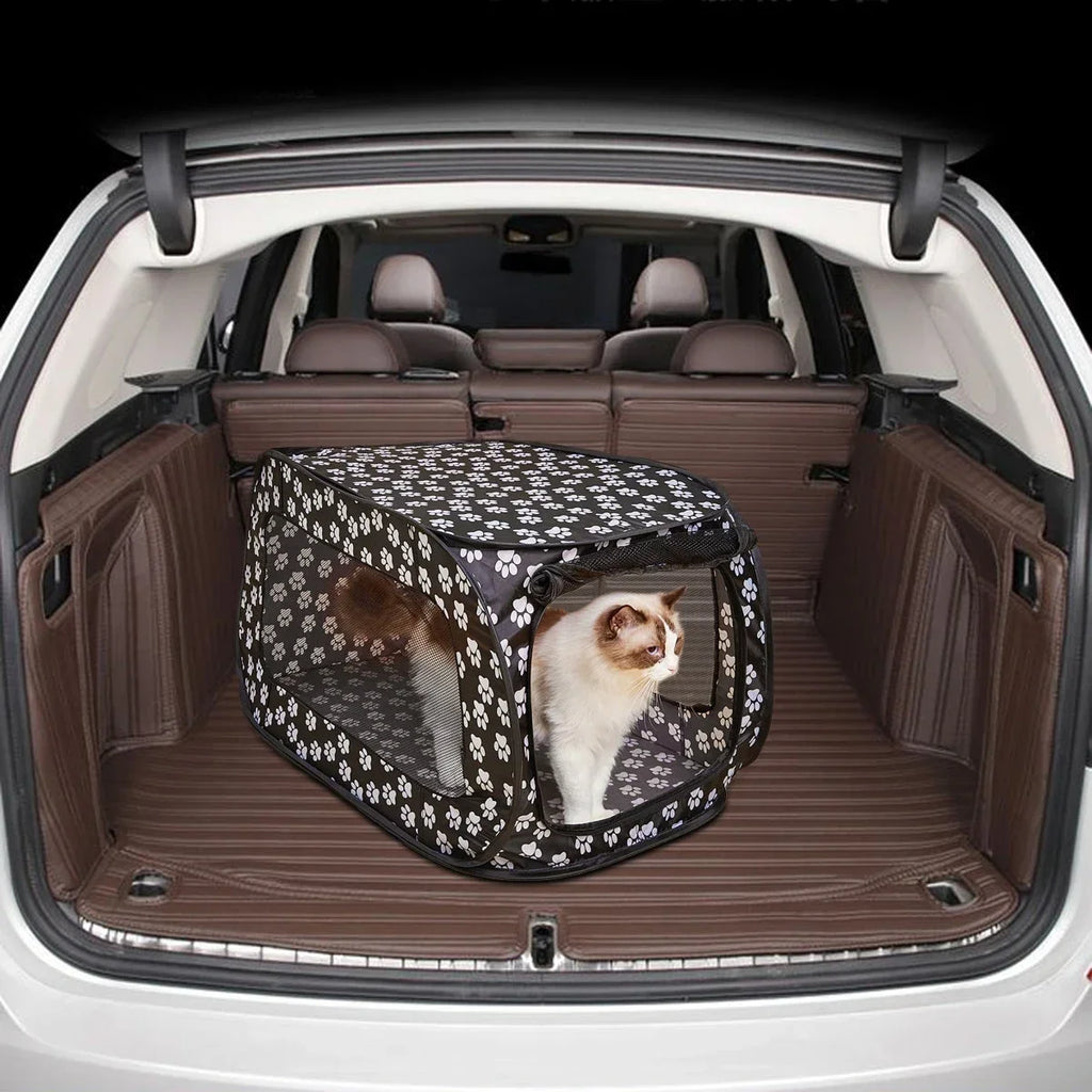 Indoor & Outdoor Foldable Portable Pop-Up Pet Carrier Tent with Mesh Window Zippered Door for Pet Small Dog & Cat Travel Carrier