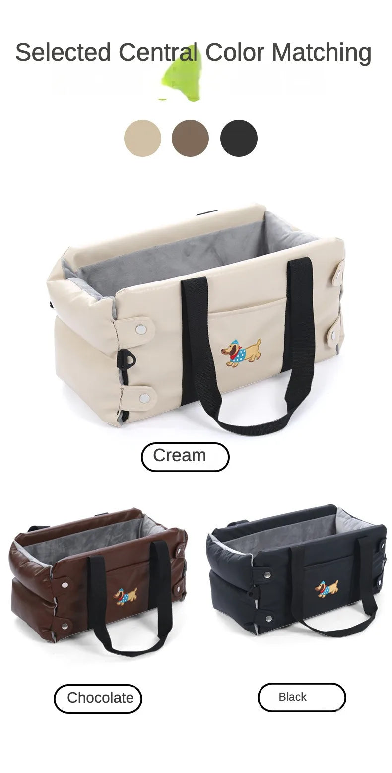 Dog Carrier Car Central Control Pet Safety Seat Dog House Cushion Pet Car Supplies Cat Mat Dog Car Seat Dog Nest PU Leather