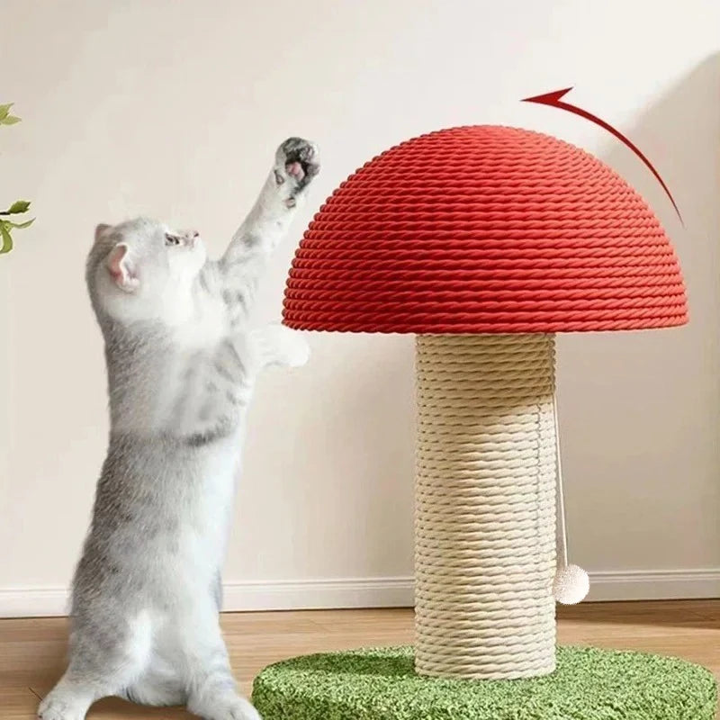Cat Grab Column Cute Mushroom Shape Cat Scratching Post Sisal Material Wear-resisting Pets Toy Pet Training Supplies Accessories