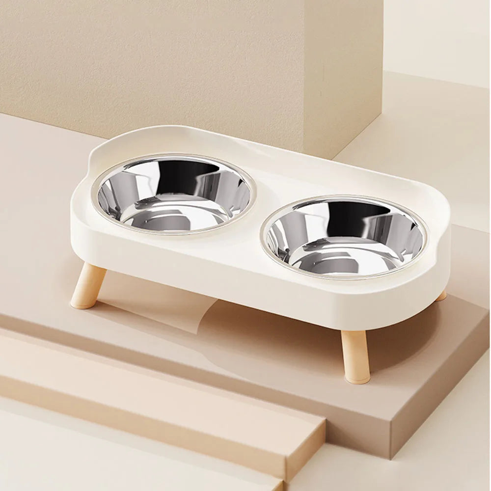 Cat Bowl Double Bowl Set - Anti-Spill Anti-Tip Pet Food Bowl & Water Bowl | Non-Slip Base Cute Cat Feeding Bowls Pet