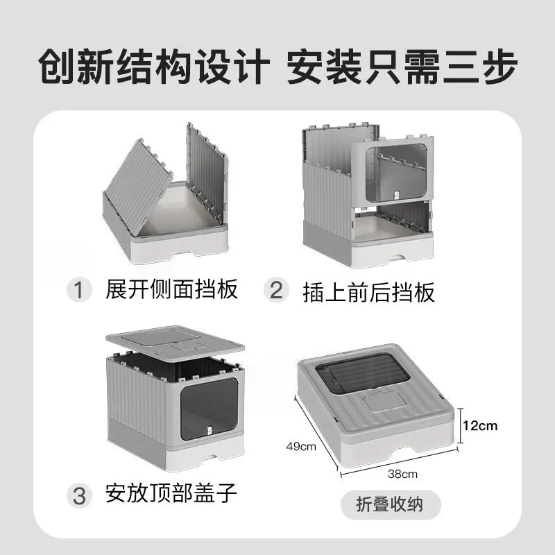 Extra Large Enclosed Cat Litter Box High Sided Anti Splash Tray with Odor Control Sealed Kitty Toilet with Deodorizer Cats