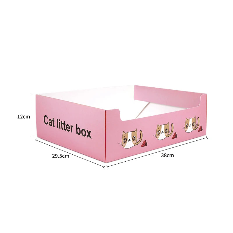 Disposable Cat Litter Box Flodable Paper Cat Trays Lightweight Cardboard Box Waterproof Coating Safe Comfortable Toilet For Pets