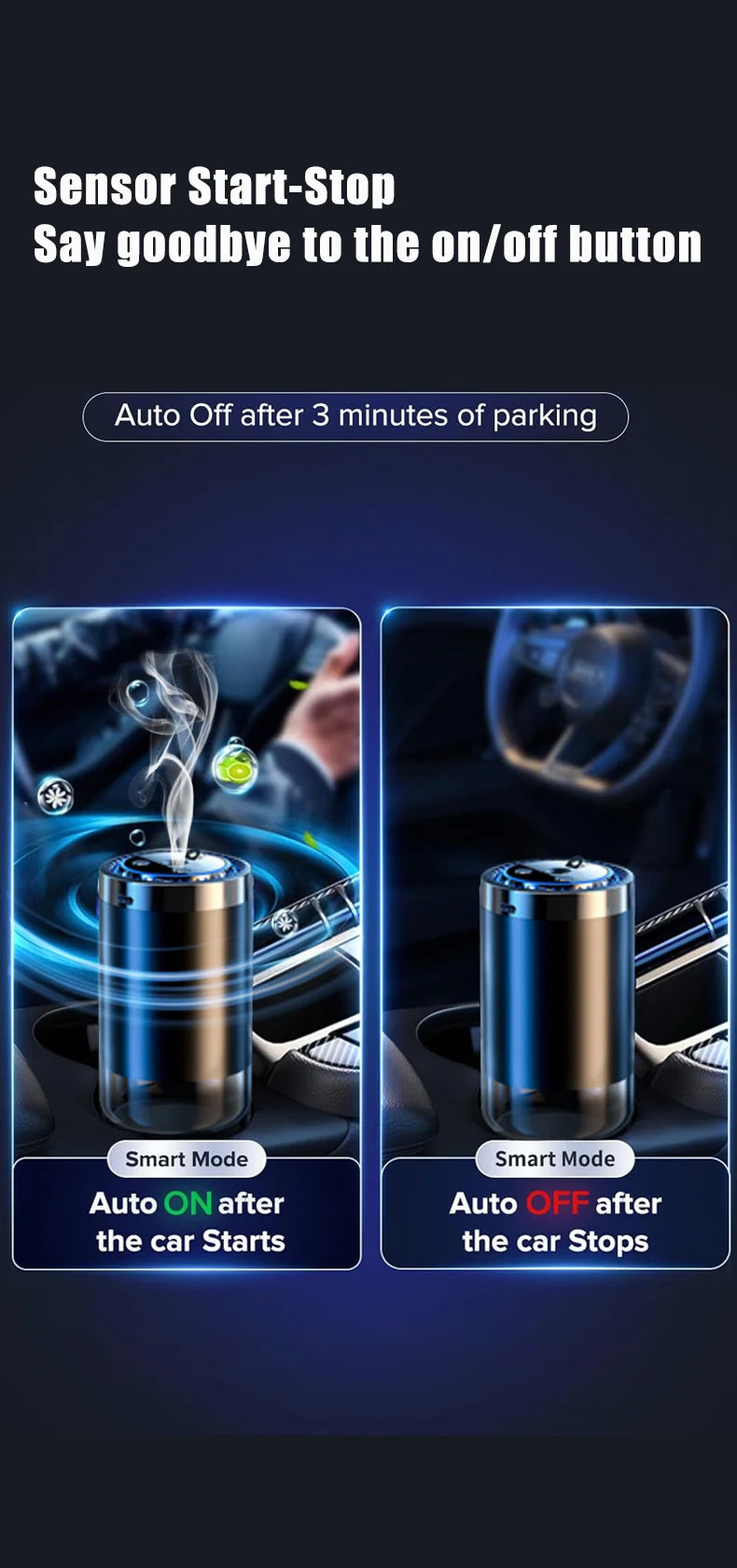 Electric Air Diffuser Car Aroma Air Vent Humidifier Mist Aromatherapy Air Freshener for Odor Removal Car Accessories