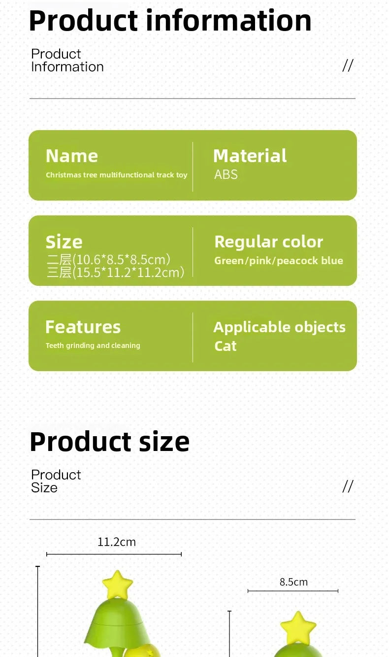 Cats Christmas Tree Mini Track Turntable Bell Glowing Ball Self Amusement Puzzle Pet Toy Interactive Durable Safe Non Toxic