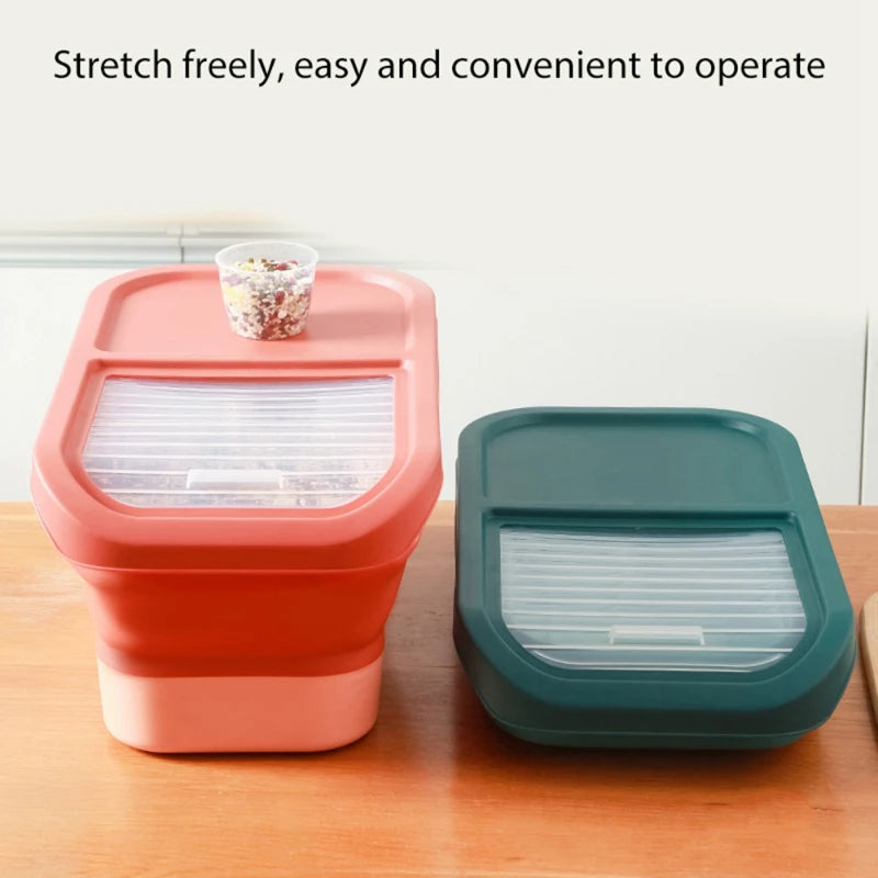 Collapsible Cat Dog Food Storage Container with Lid Folding Pet Food Container Airtight Sealing Box Kitchen Grain Storage Boxes