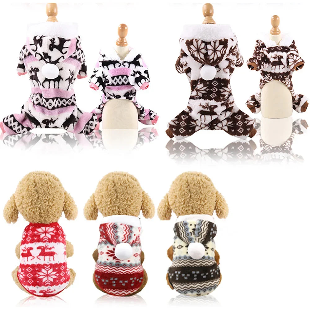 Dog Clothes Christmas Winter Warm Pet Clothes Puppy Jumpsuit Hoodie Coat Doggy Apparel Mascotas Clothes For Dogs Ropa Perro