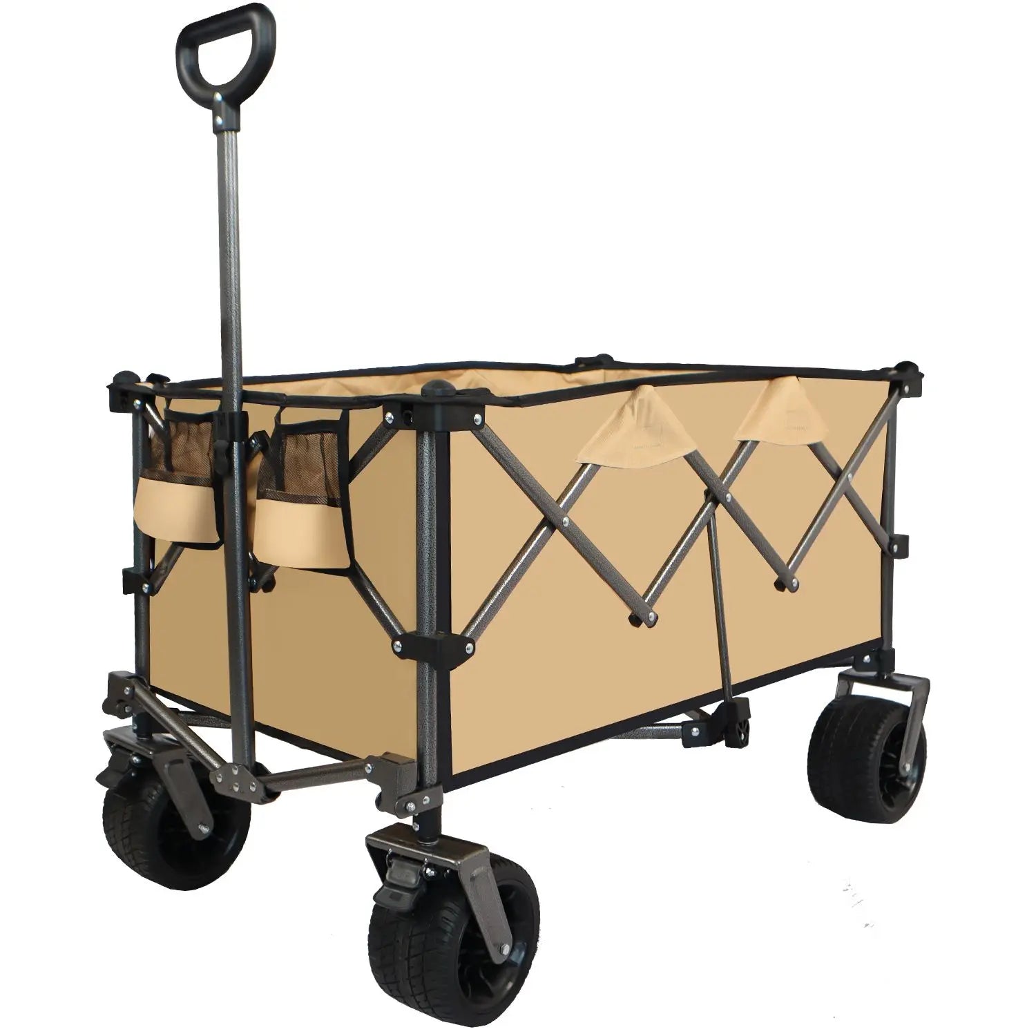 Collapsible Folding Camping Cart Push Pull Beach Wagon for Convenient Travel