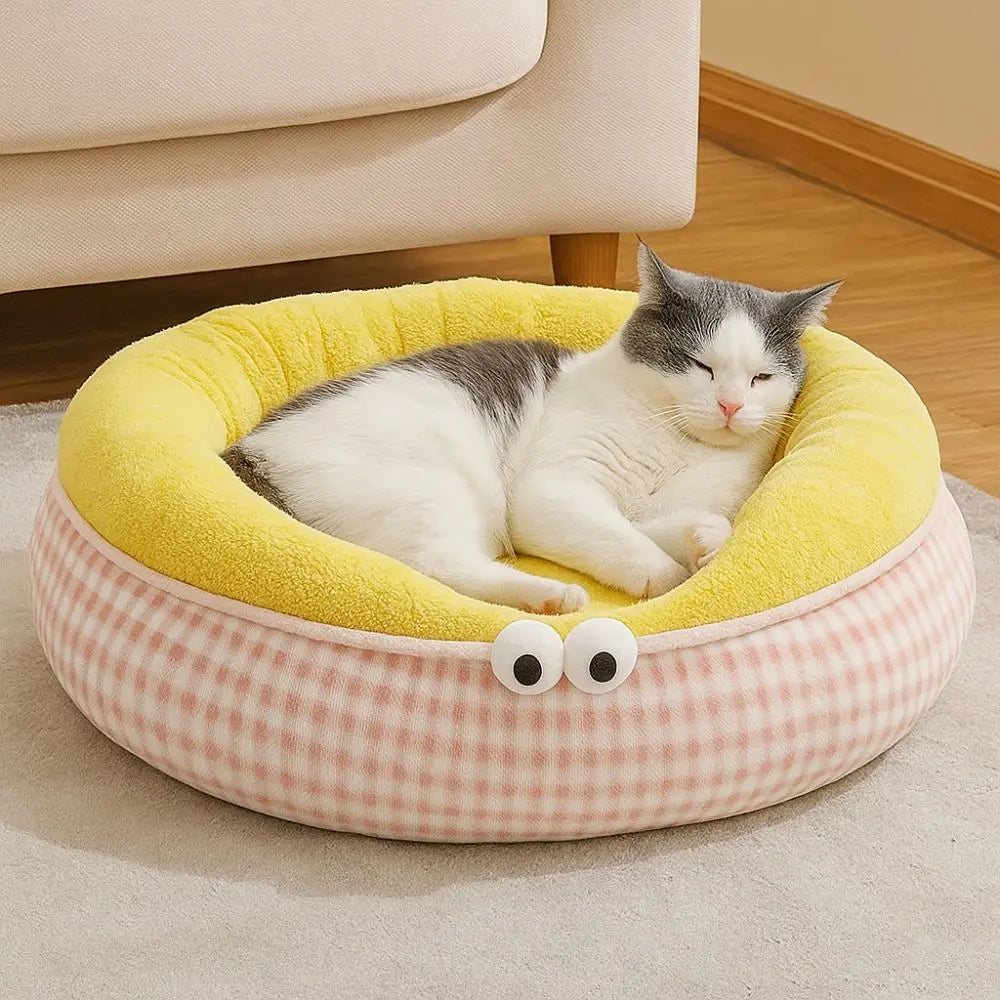 Cute Cartoon Pet Dog Bed Soft Warm Cat Sleeping Mattres Semi-surrounded Thickened Pet Nest Kennel For Dogs Puppy Kitten