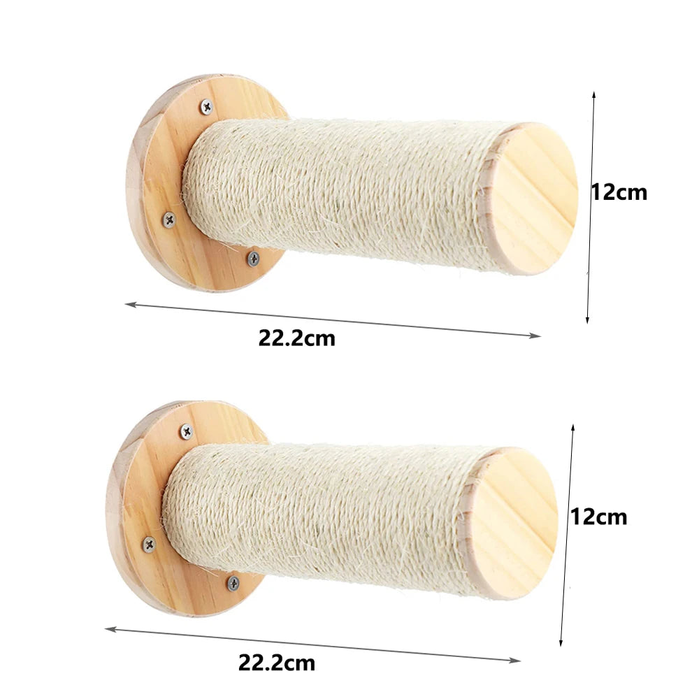 1 Piece Wall-mounted Cat Climbing Rope Solid Wooden Pedals And  Sisal Rope Kitten Training Claw Grinding Indoor Cat Furniture