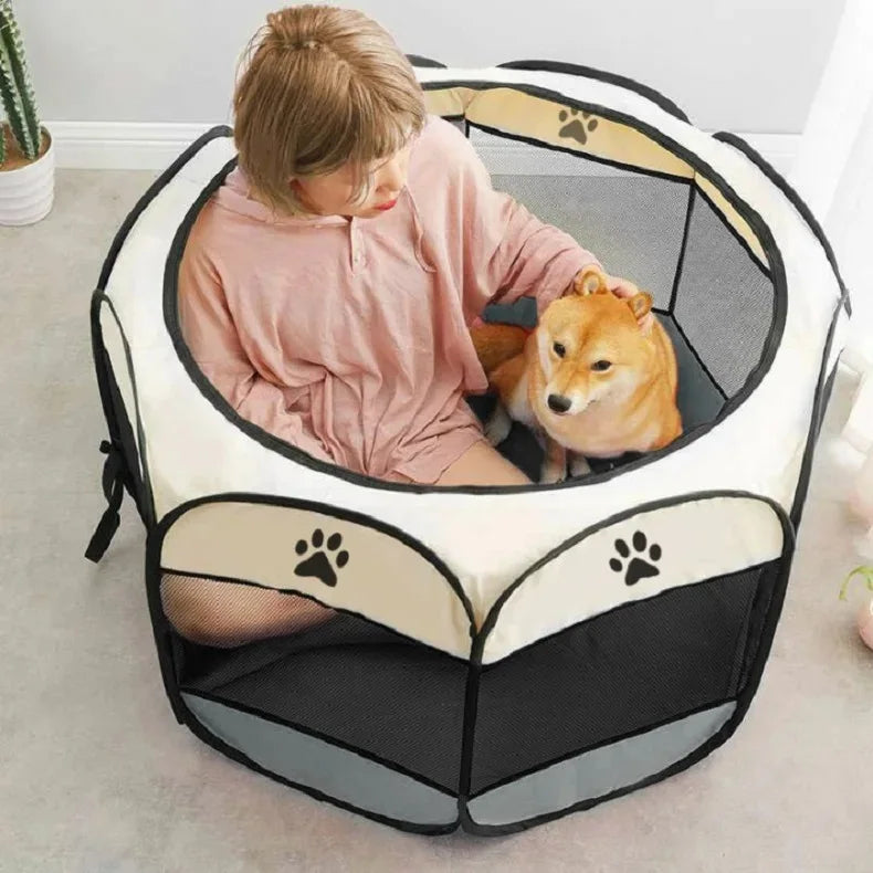 Folding Pet Tent Dog House Camping Accessories Pet Cage Octagonal Cage Fence Outdoor Big Dogs For Cat Tent Playpen Puppy Kennel