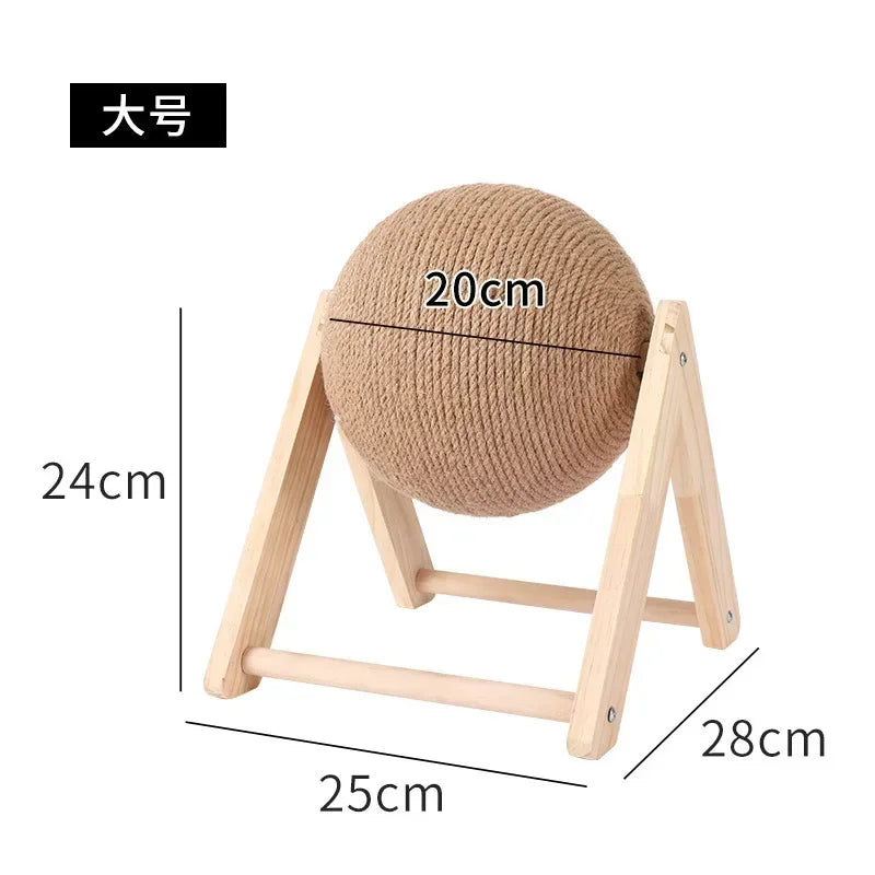 Cat Scratching Ball Wood Stand Pet Furniture Sisal Rope Ball Toys Kitten Climbing Scratcher Grinding Paws Scraper Accessories