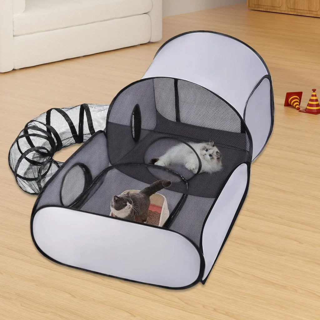 Cat Play Pen Dog Playpen Cat House Tent Foldable Enclosure Interactive Toys Tunnel Exercise Pet Supplies for Camping Outdoor