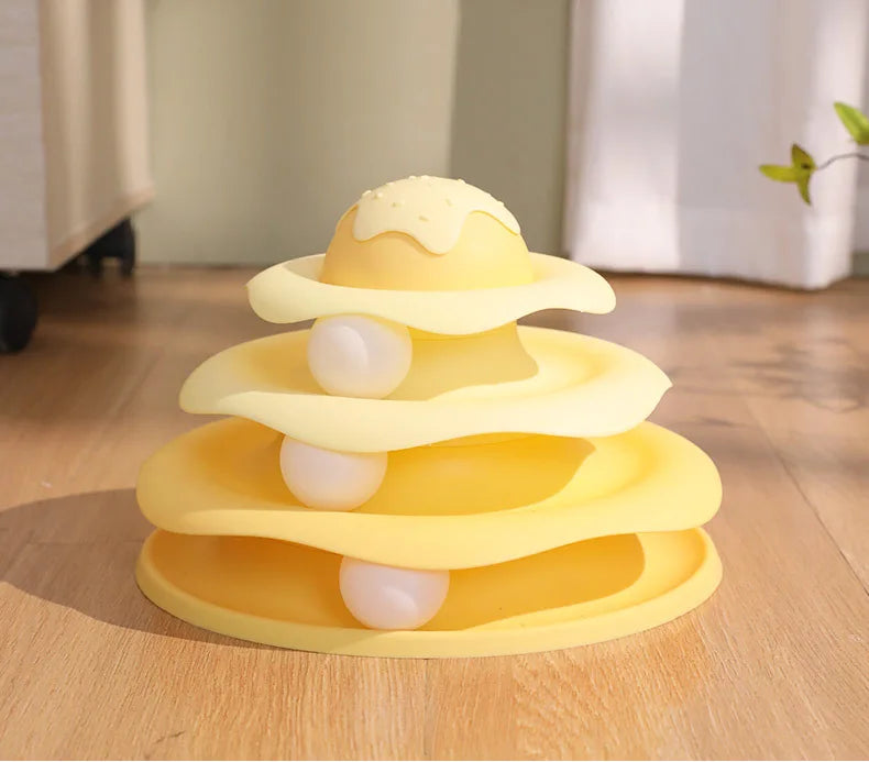 Cat Track Toys Three Layer Turntable Educational Play Track Tower Cat Teaser Toy Indoor Cat Supply Cat Toy Cat Teasing Artifact