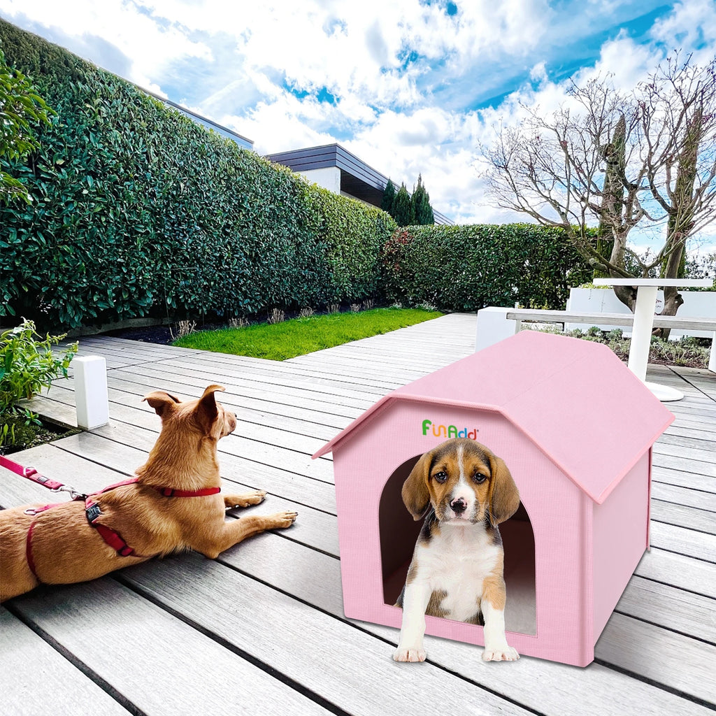 FUNADD Extra Large Folding Weatherproof Pet Houses with Removable Mat Pets Indoor And Outdoor Sleeping
