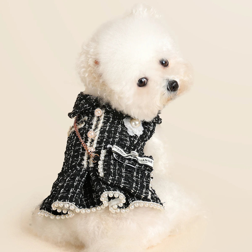 1Pc Pet Clothes, Autumn and Winter Thickened Warm Princess Dress, Black Fragrant Skirt, Cat and Dog Clothing.