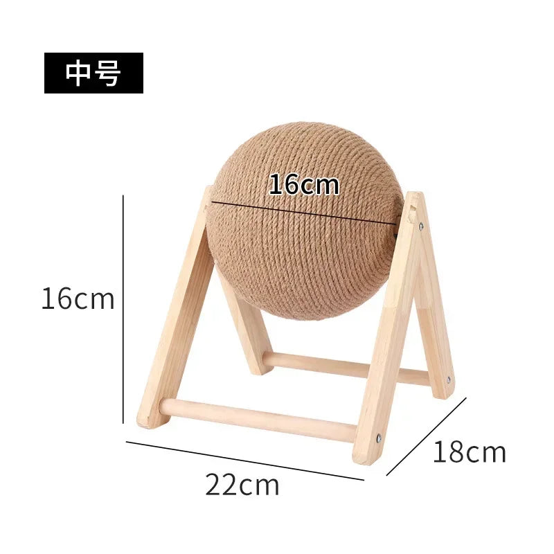 Cat Scratching Ball Wood Stand Pet Furniture Sisal Rope Ball Toys Kitten Climbing Scratcher Grinding Paws Scraper Accessories