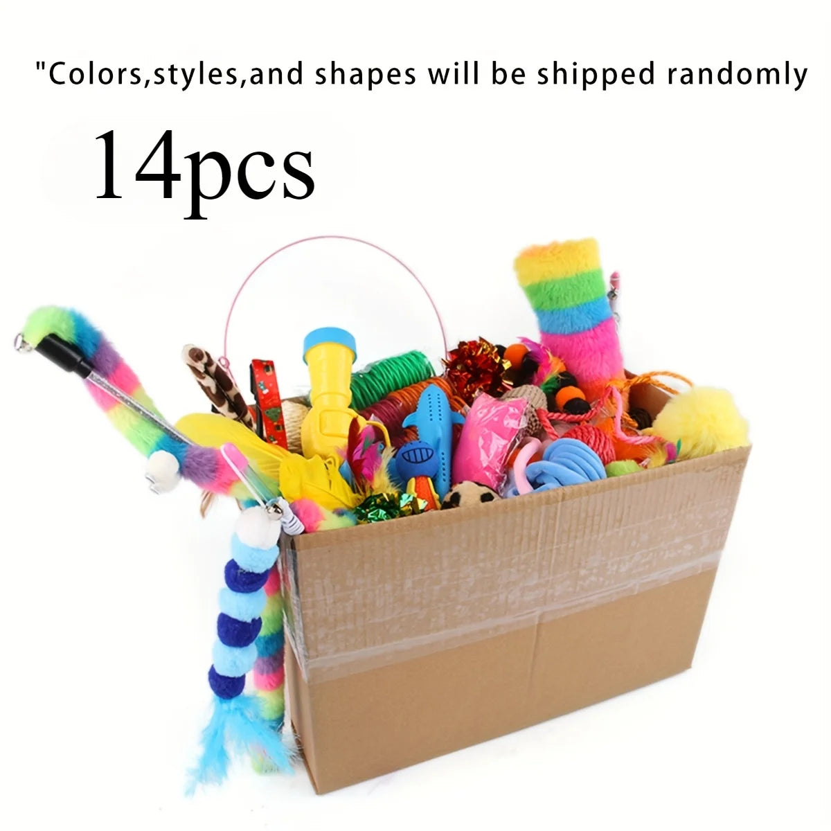 56/28/14PCS Pet Kitten Toys Variety Cat Toy Combination Set Cat Toy Funny Cat Stick Sisal Mouse Bell Ball Cat Supplies