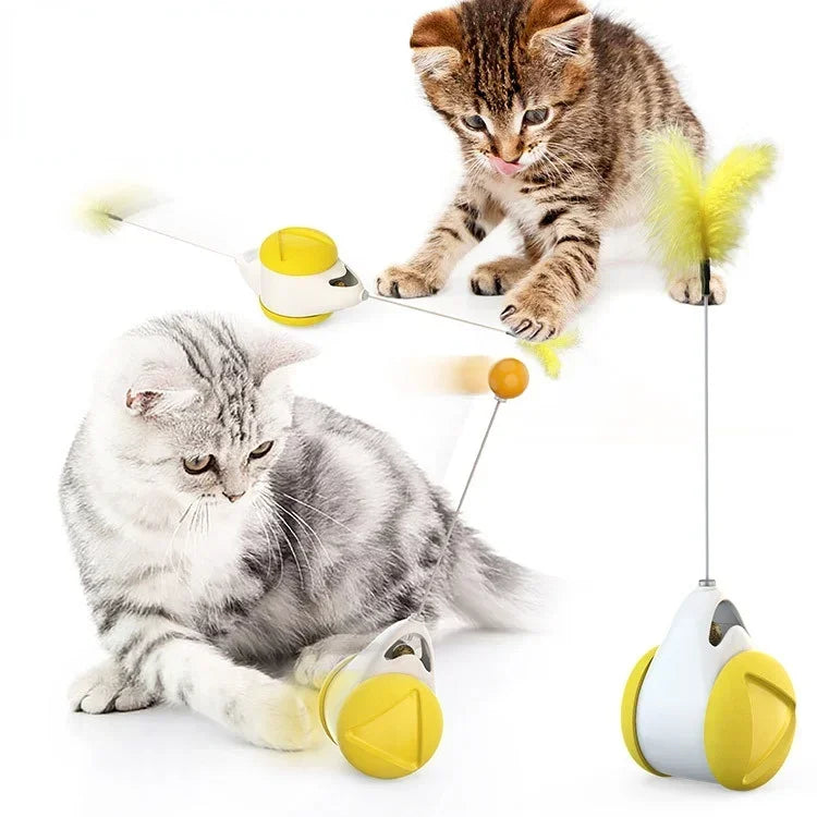 Funny Pet Products for Dropshipping, Interactive Balance Car Cat Chasing Toy With Catnip, Tumbler Swing Toys for Cats Kitten