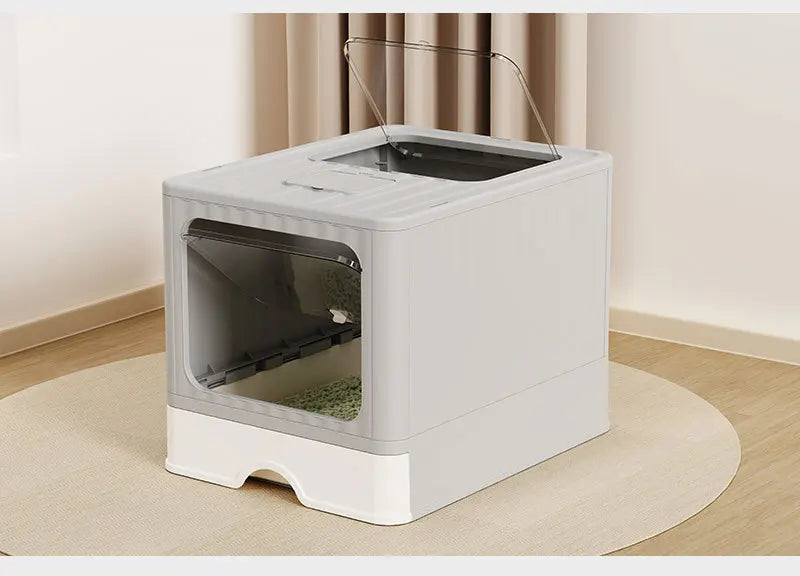 Extra Large Enclosed Cat Litter Box High Sided Anti Splash Tray with Odor Control Sealed Kitty Toilet with Deodorizer Cats