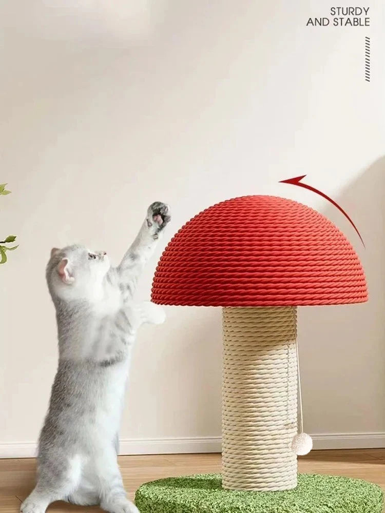 Cat Grab Column Cute Mushroom Shape Cat Scratching Post Sisal Material Wear-resisting Pets Toy Pet Training Supplies Accessories