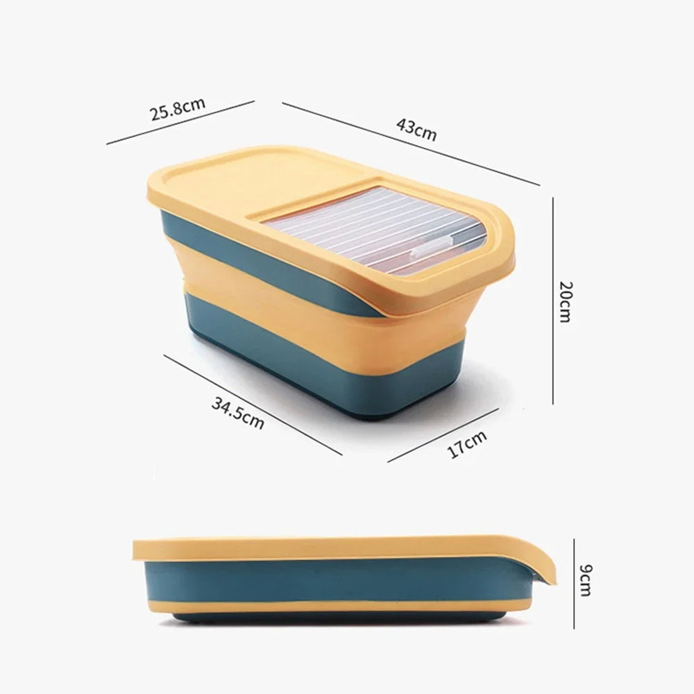 Collapsible Cat Dog Food Storage Container with Lid Folding Pet Food Container Airtight Sealing Box Kitchen Grain Storage Boxes