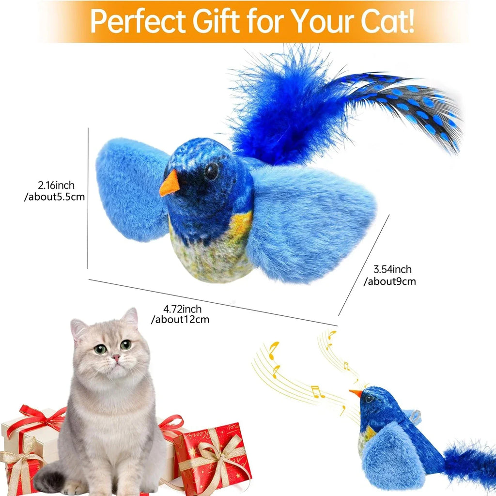 Indoor Interactive Birds Toy for Cat Chasing Teasing Toy Sounding Catnip Cat Teaser Toy Self-hilarity Wall Hanging Birds Cat Toy