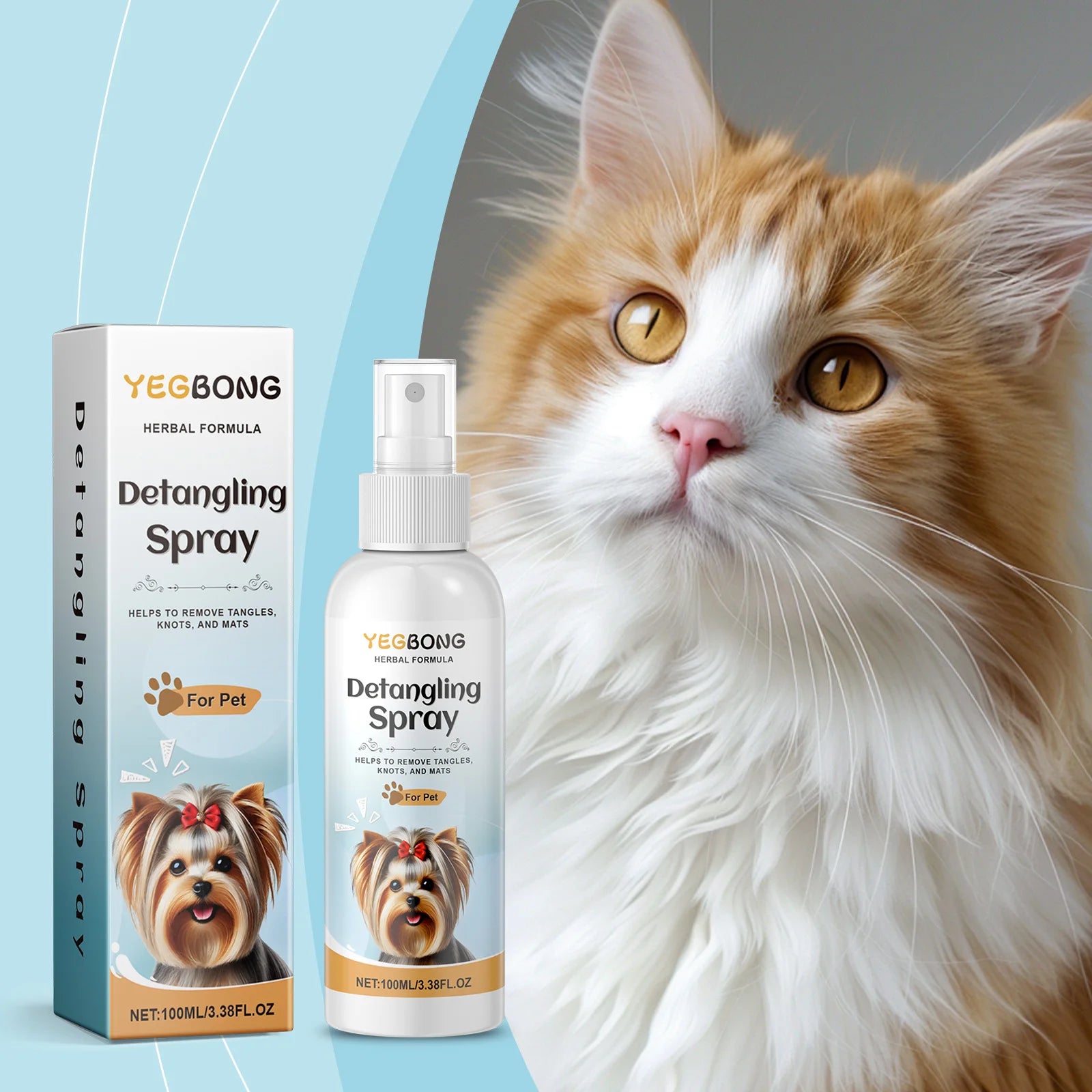 Dog Grooming Spray Effectively Remove Dirt Impuritie Solve Hair Tangles Smoothing Hair Lasting Moisturizing Pet Detangling Spray