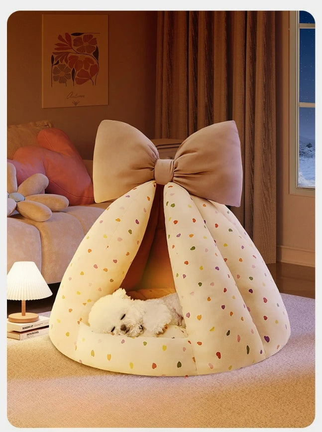 Cute Cat Bed Enclosed All-Season Pet Bed for Cats Small Dogs Nest Soft Skin-Friendly Fabric Comfortable Puppy House