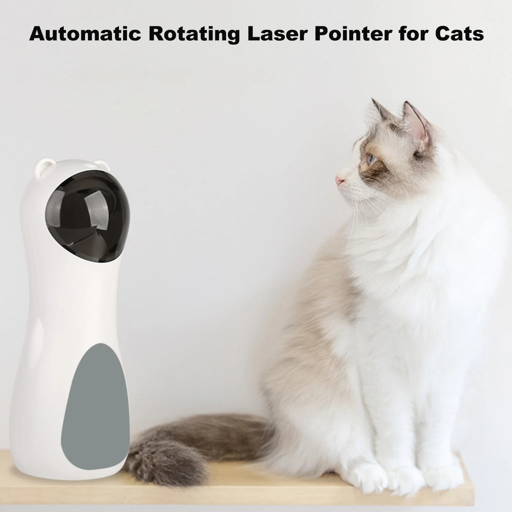 Cat Laser Toy, Automatic Rotating Laser Pointer for Cats, USB/Battery Charging Operated Pet Training Exercise Chaser Tool