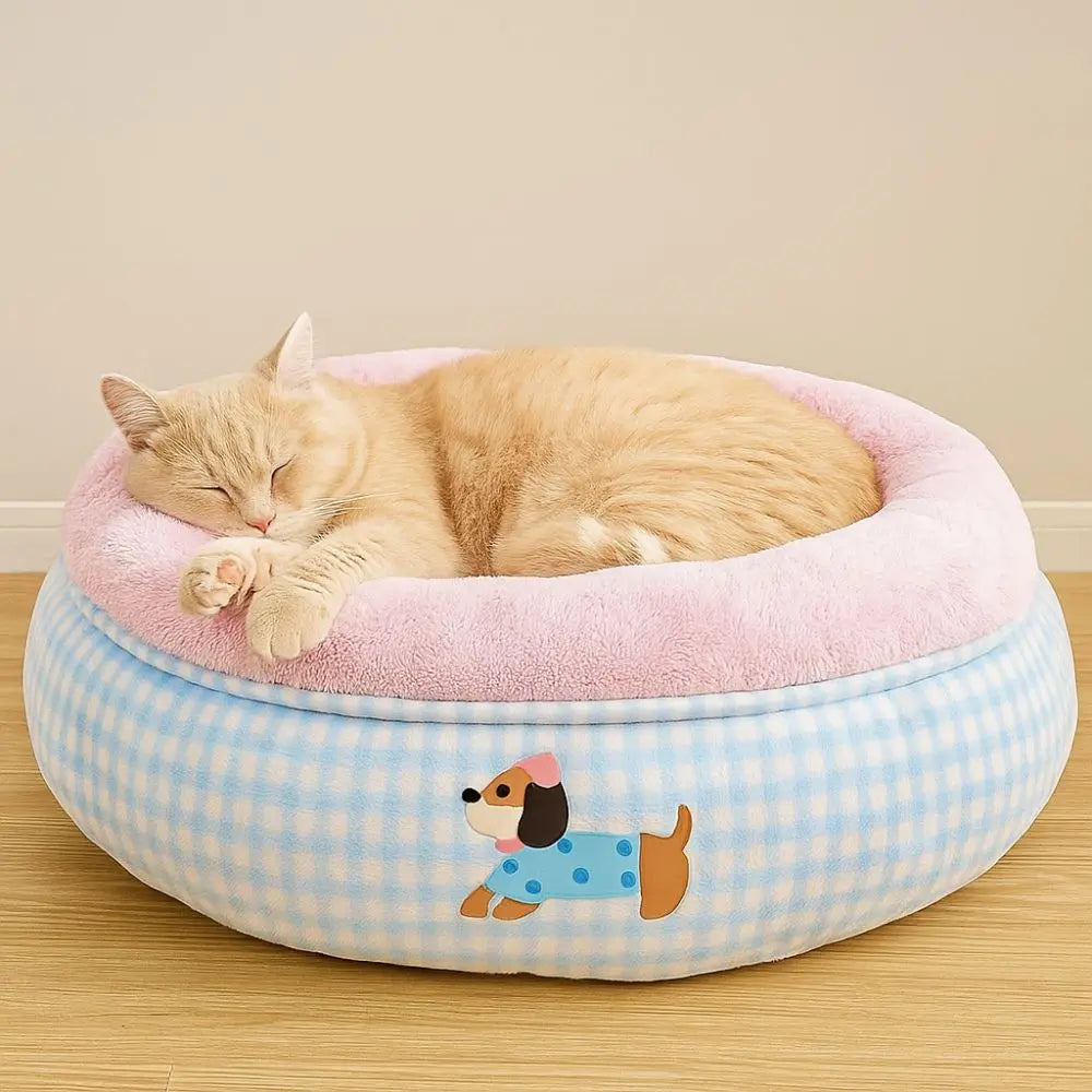 Cute Cartoon Pet Dog Bed Soft Warm Cat Sleeping Mattres Semi-surrounded Thickened Pet Nest Kennel For Dogs Puppy Kitten