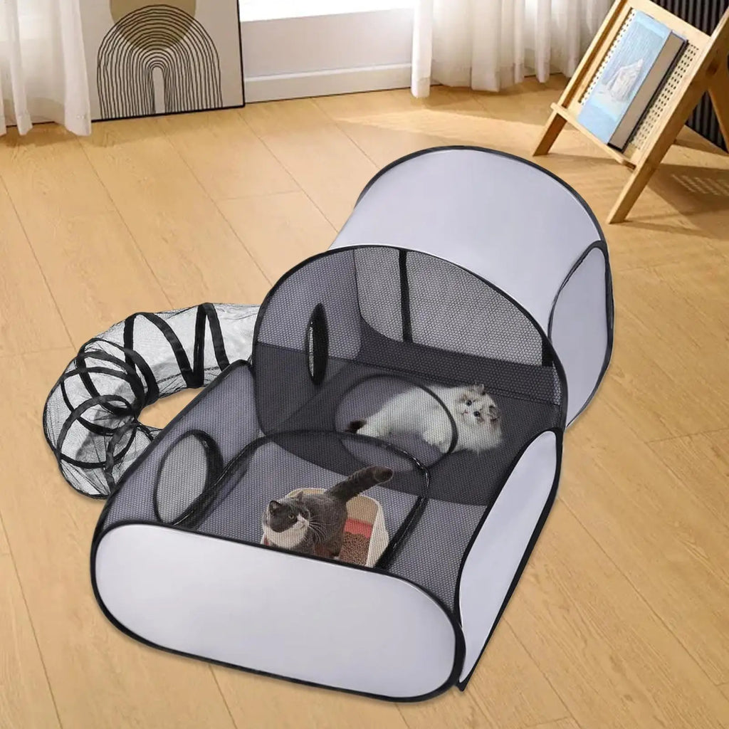 Cat Play Pen Dog Playpen Cat House Tent Foldable Enclosure Interactive Toys Tunnel Exercise Pet Supplies for Camping Outdoor